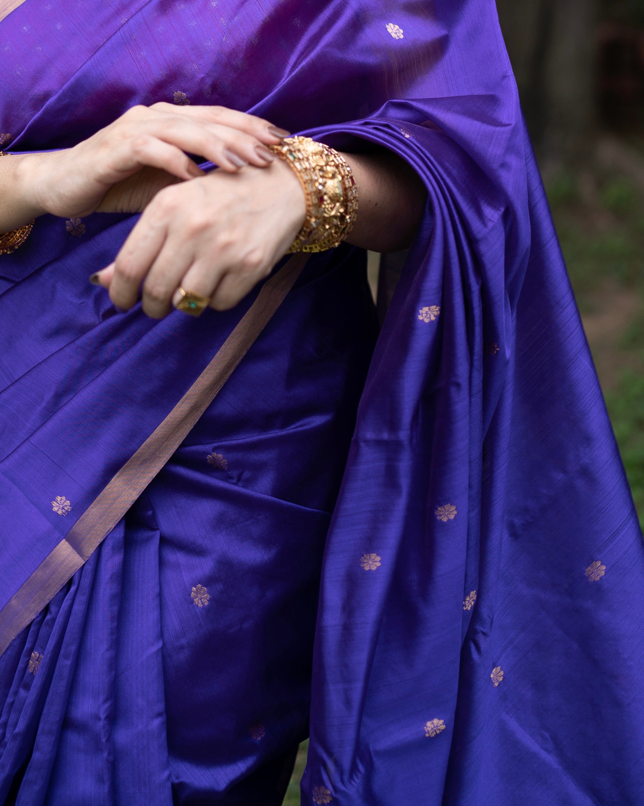 Laila | Purple Chanderi Pattu Silk Saree