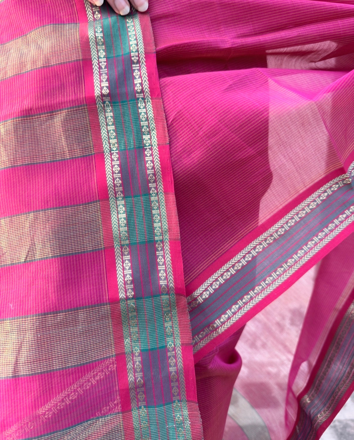 Rajnigandha | Pink Raasta Pattern Maheshwari Saree