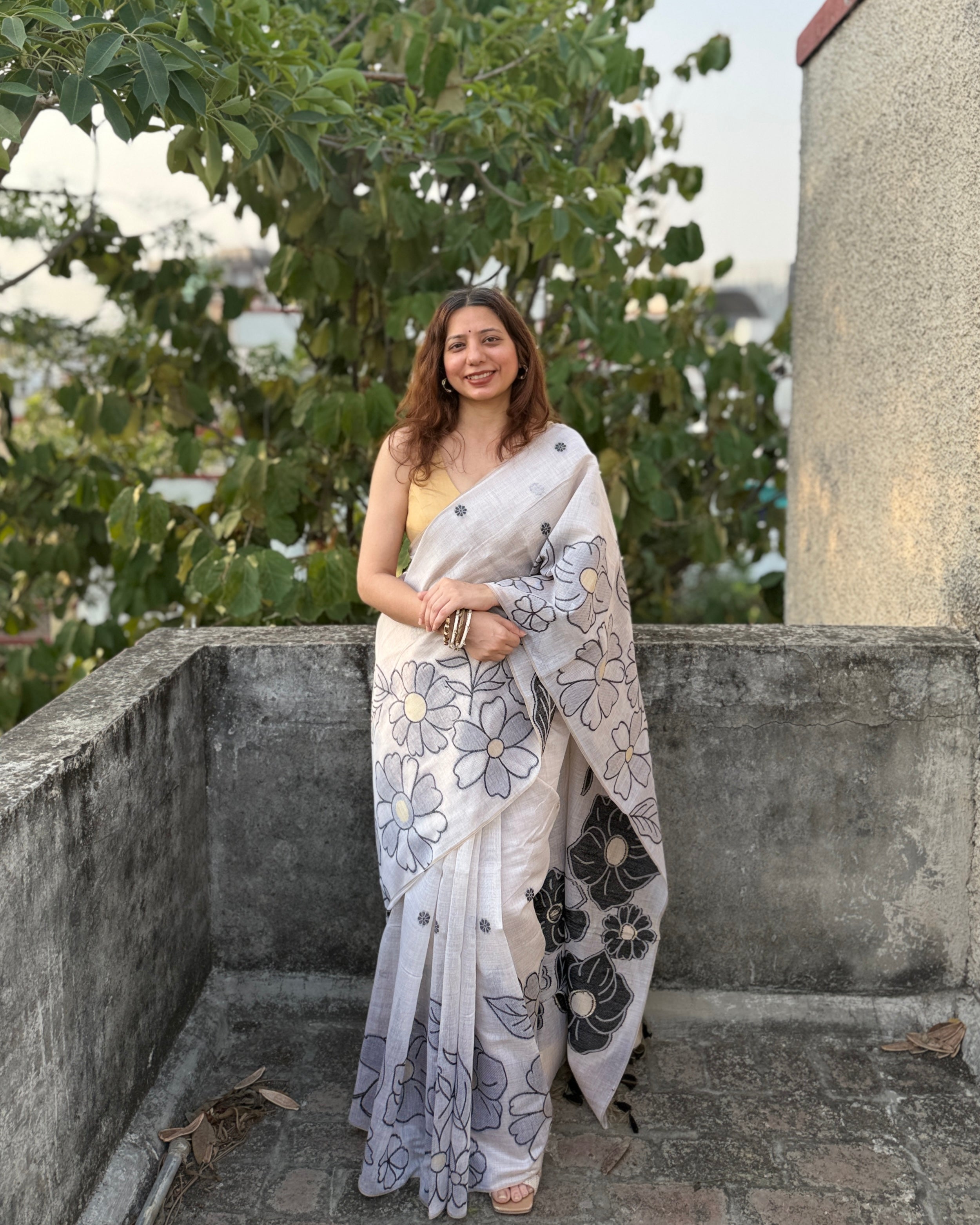 Chitra | Ivory Jamdani Saree