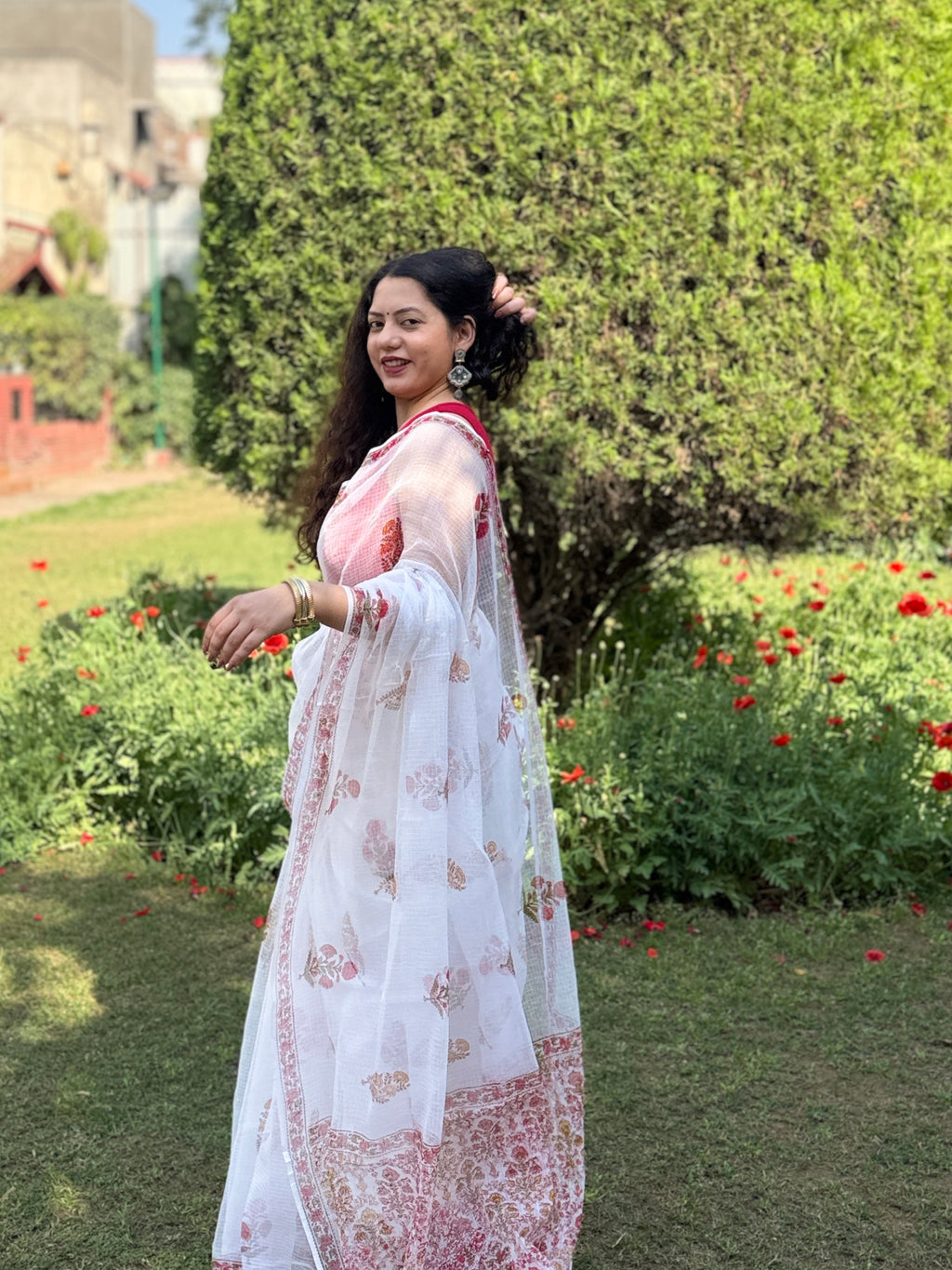 Baagh | Printed Kota Doria Saree