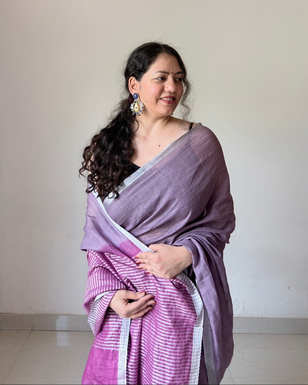Tulip | Lavender Linen Saree