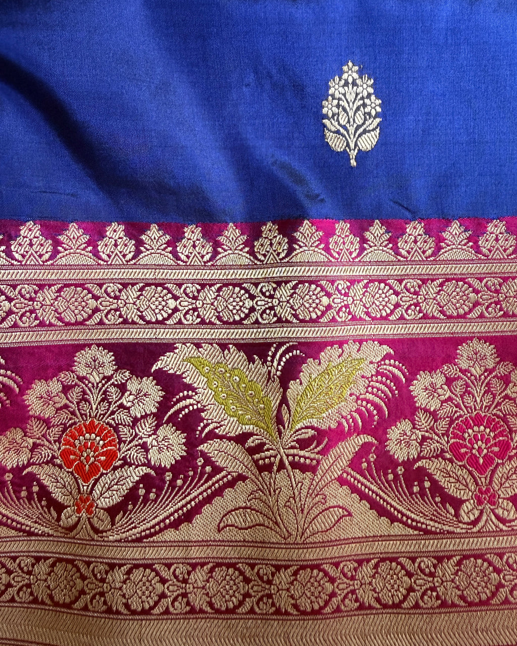 Yamini | Blue Handloom Banarasi Katan Silk Saree
