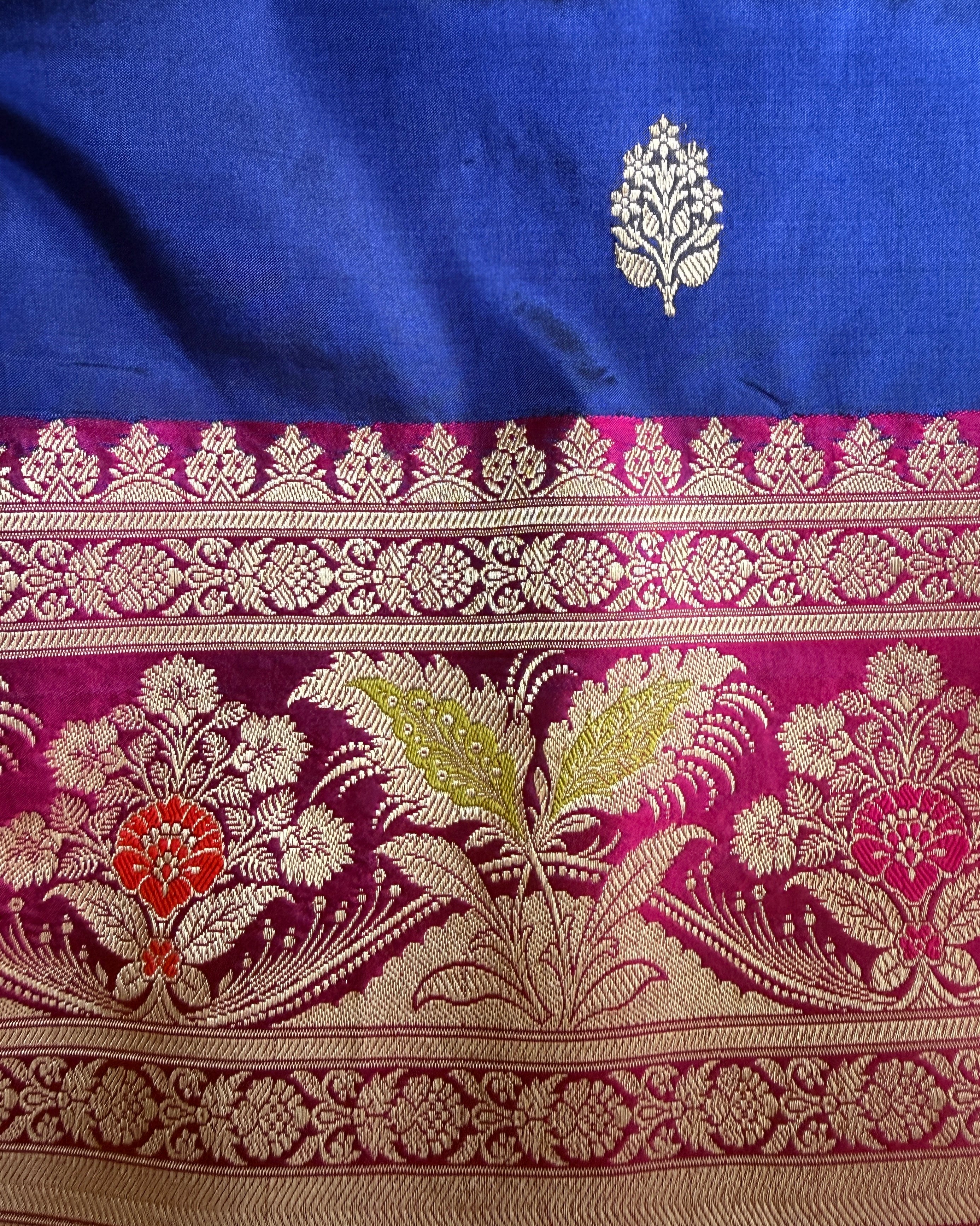 Yamini | Blue Handloom Banarasi Katan Silk Saree