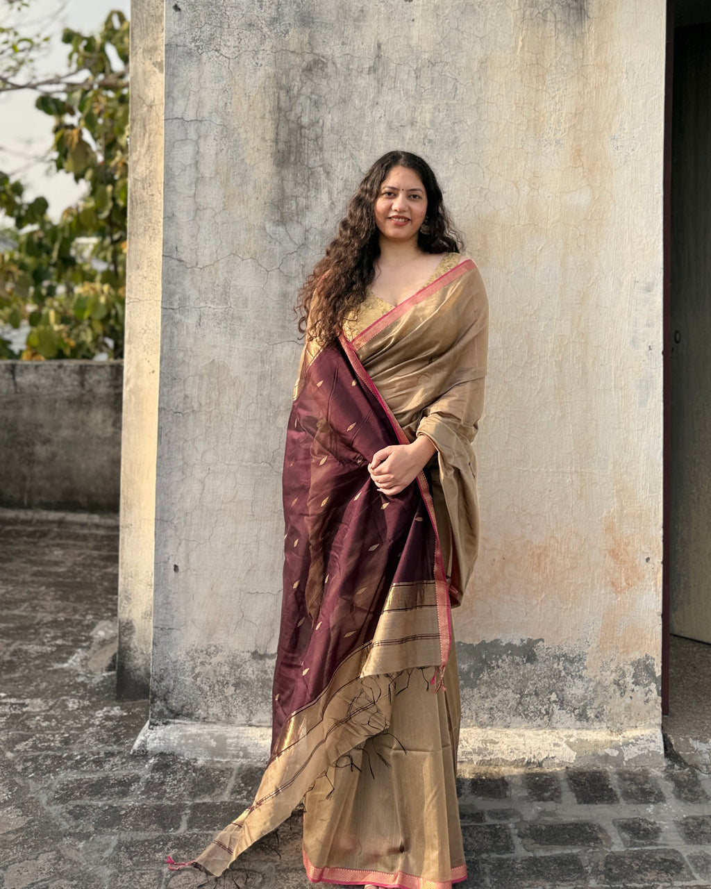 Bedmi | Brown Maheshwari Saree