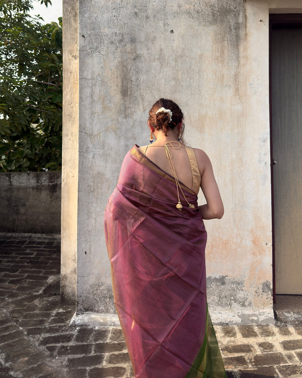 Kishmish | Pink Maheshwari Checks Saree