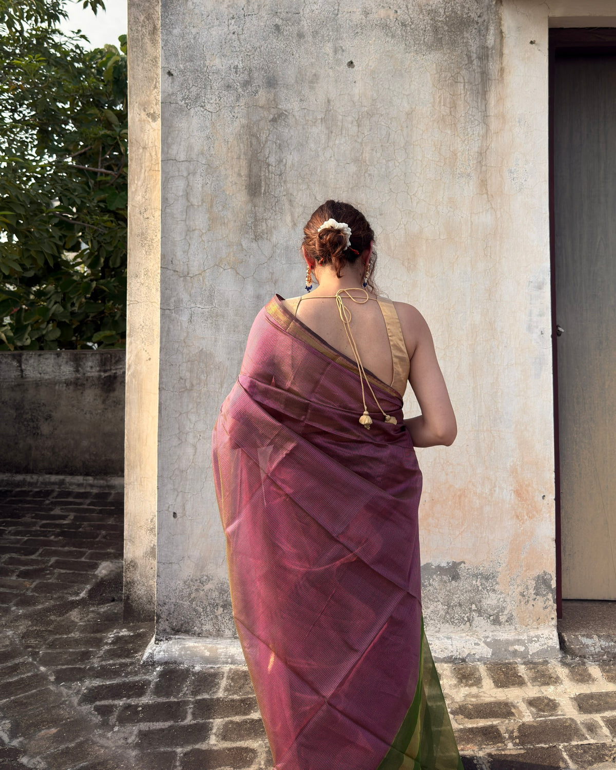Kishmish | Pink Maheshwari Checks Saree