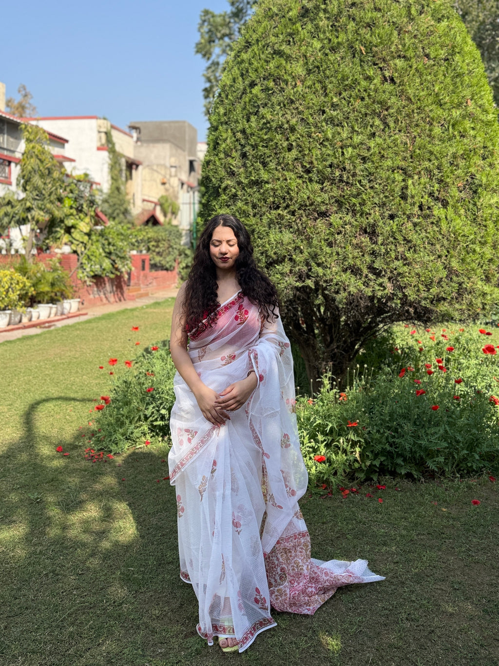 Baagh | Printed Kota Doria Saree