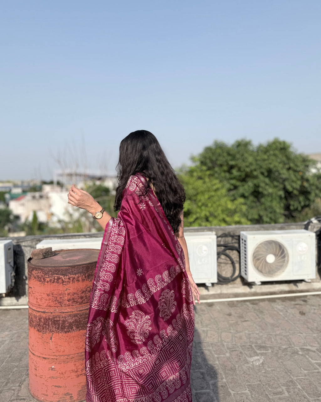 Phalsa | Plum Banana Silk Saree