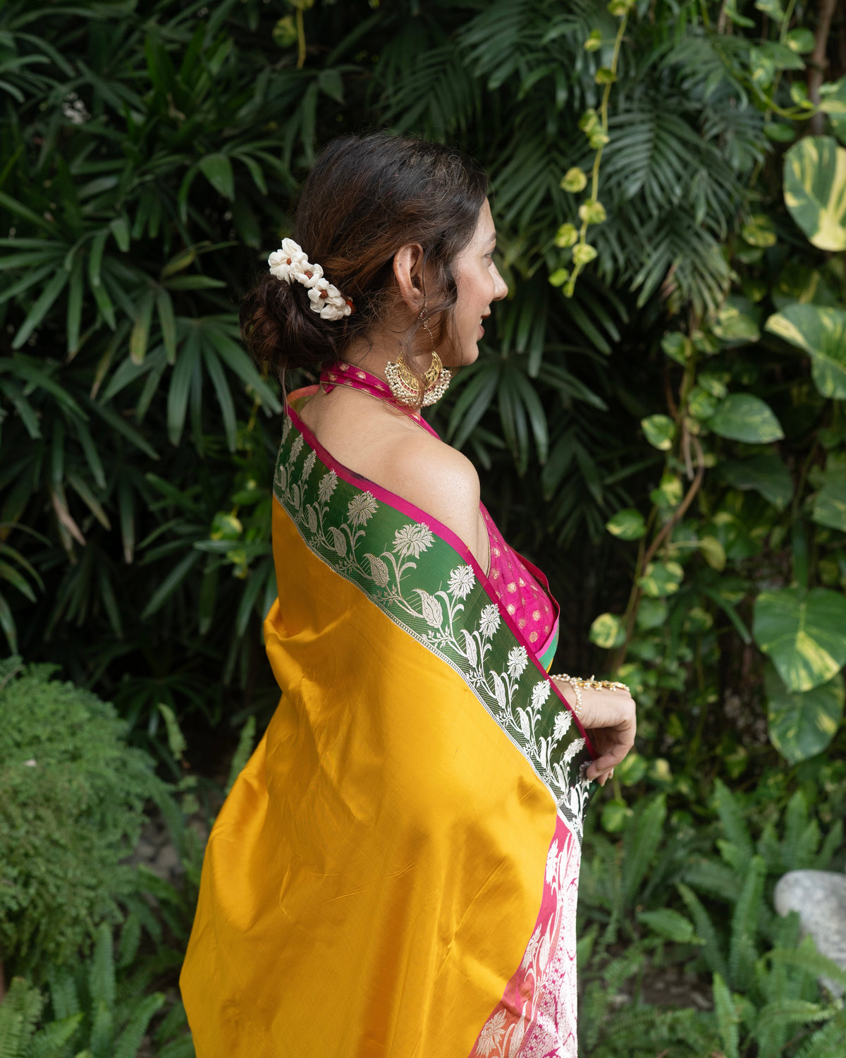 Sajni | Yellow Handloom Banarasi Katan Silk Saree