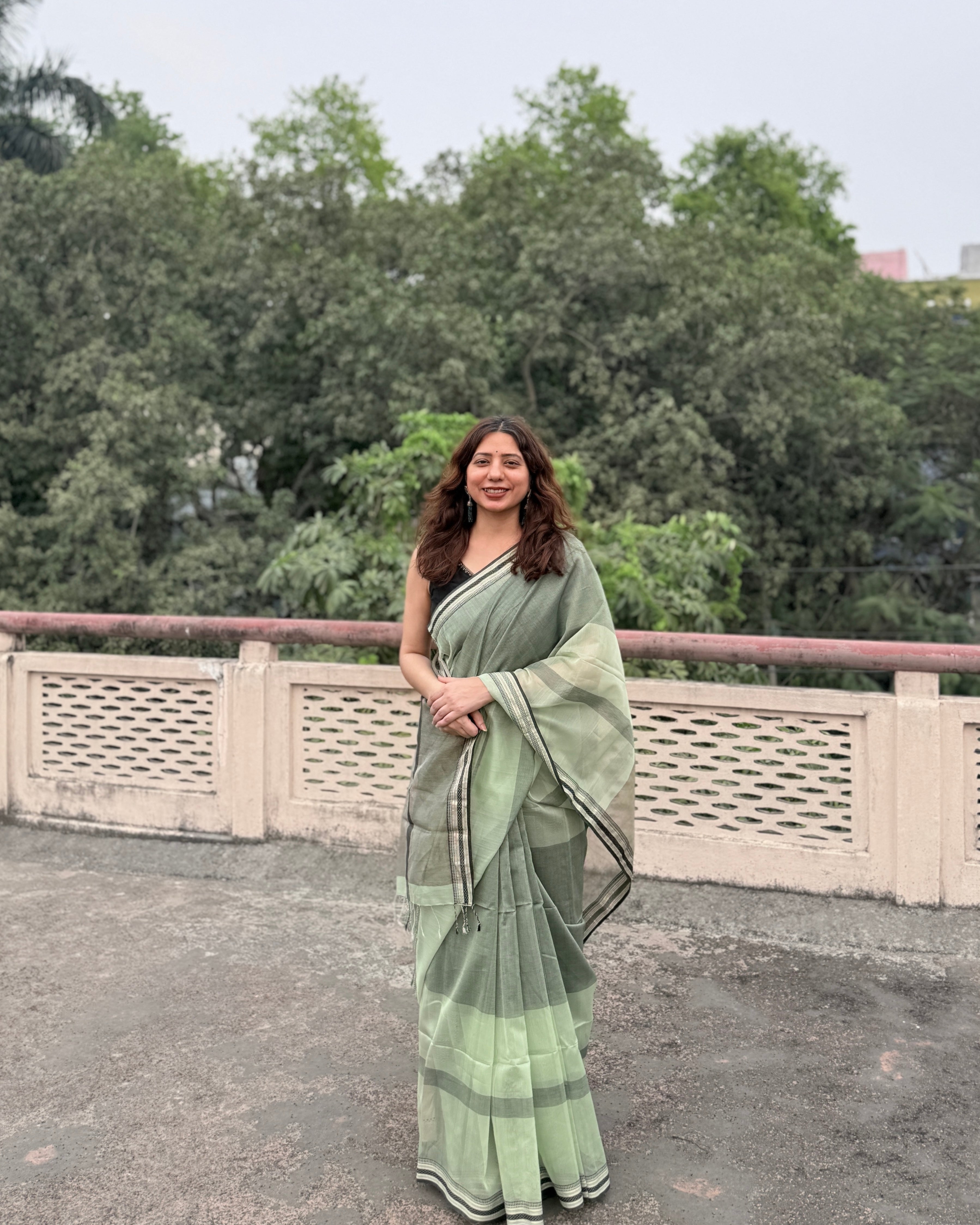 Minty | Mint Green Maheshwari Saree