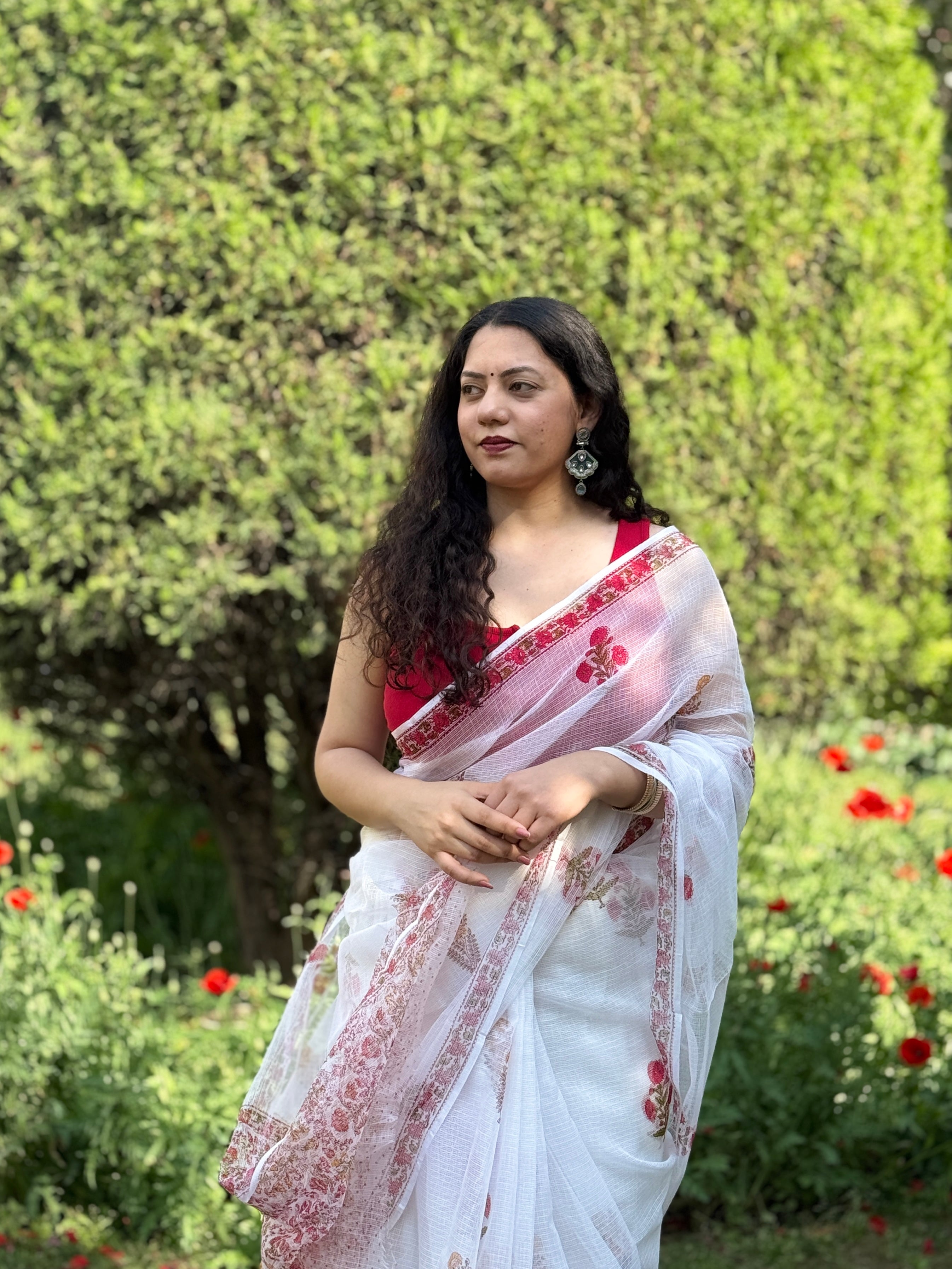 Baagh | Printed Kota Doria Saree