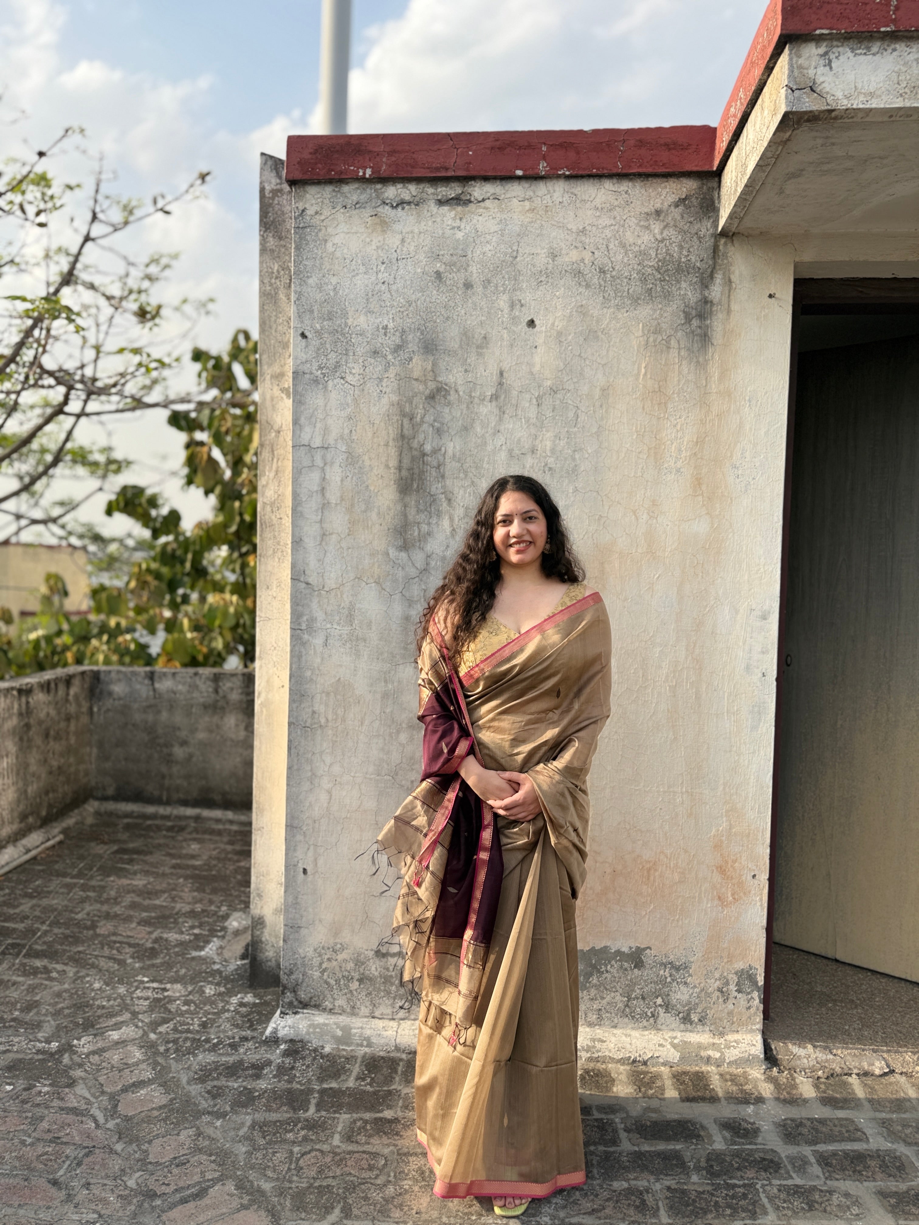 Bedmi | Brown Maheshwari Saree