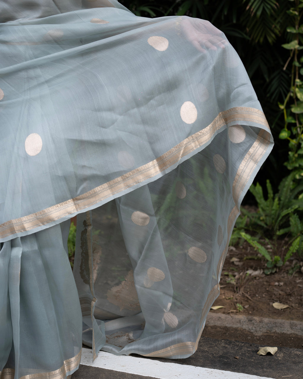 Naina | Blue Handloom Banarasi Kora Silk Saree