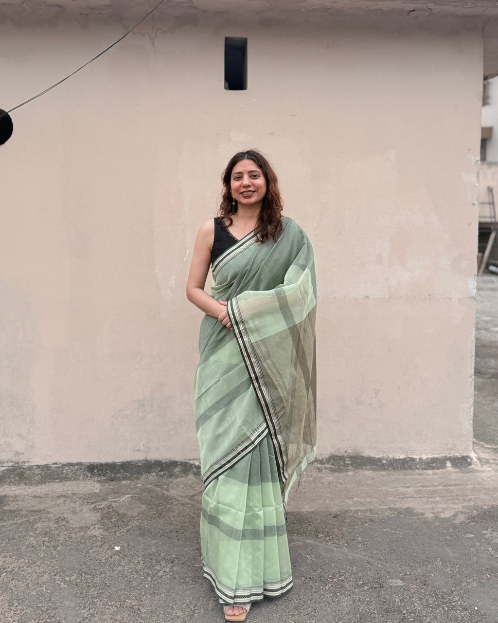 Minty | Mint Green Maheshwari Saree