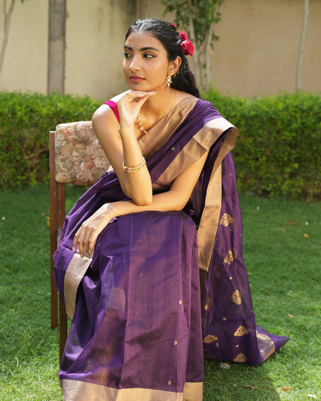 Neelima | Purple Chanderi Silk Saree