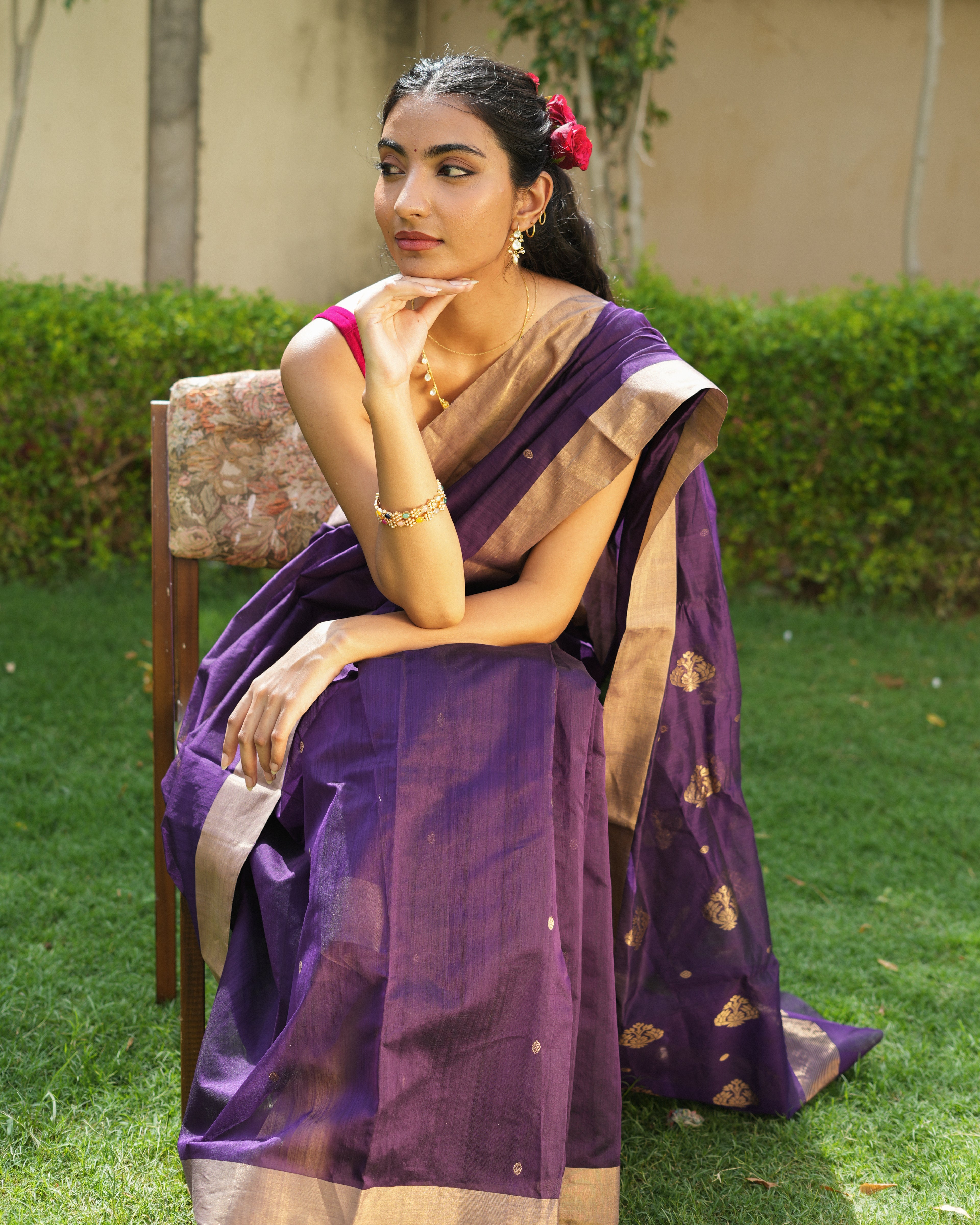 Neelima | Purple Chanderi Silk Saree