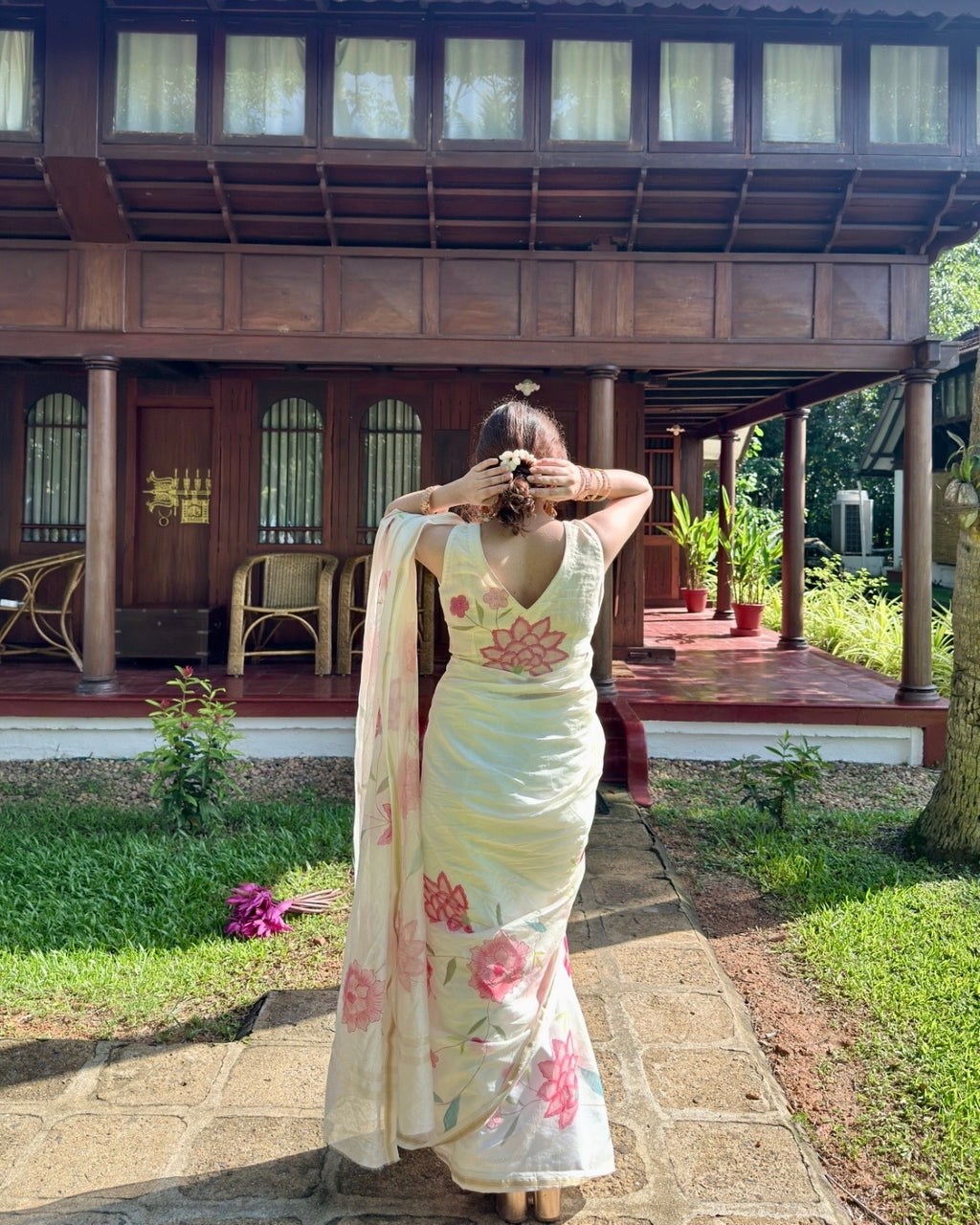 Dahlia | Maheshwari Handpainted Saree
