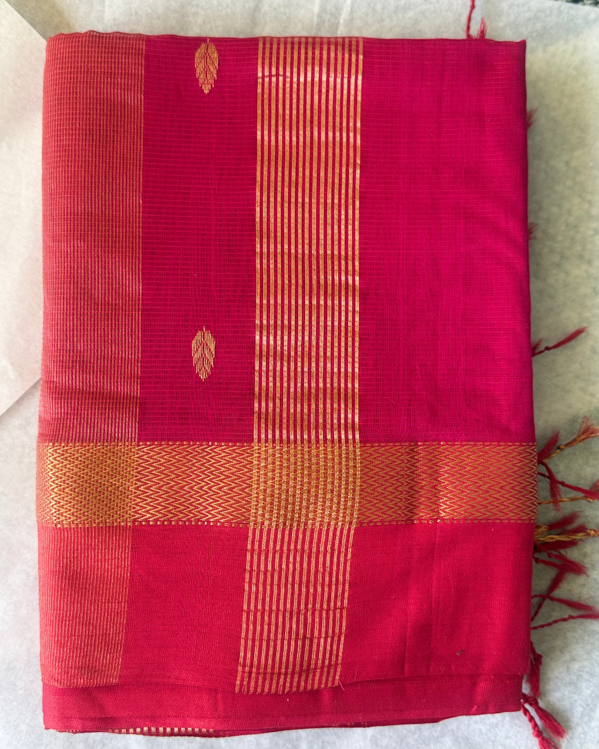 Aalta | Rani Pink Maheshwari Saree