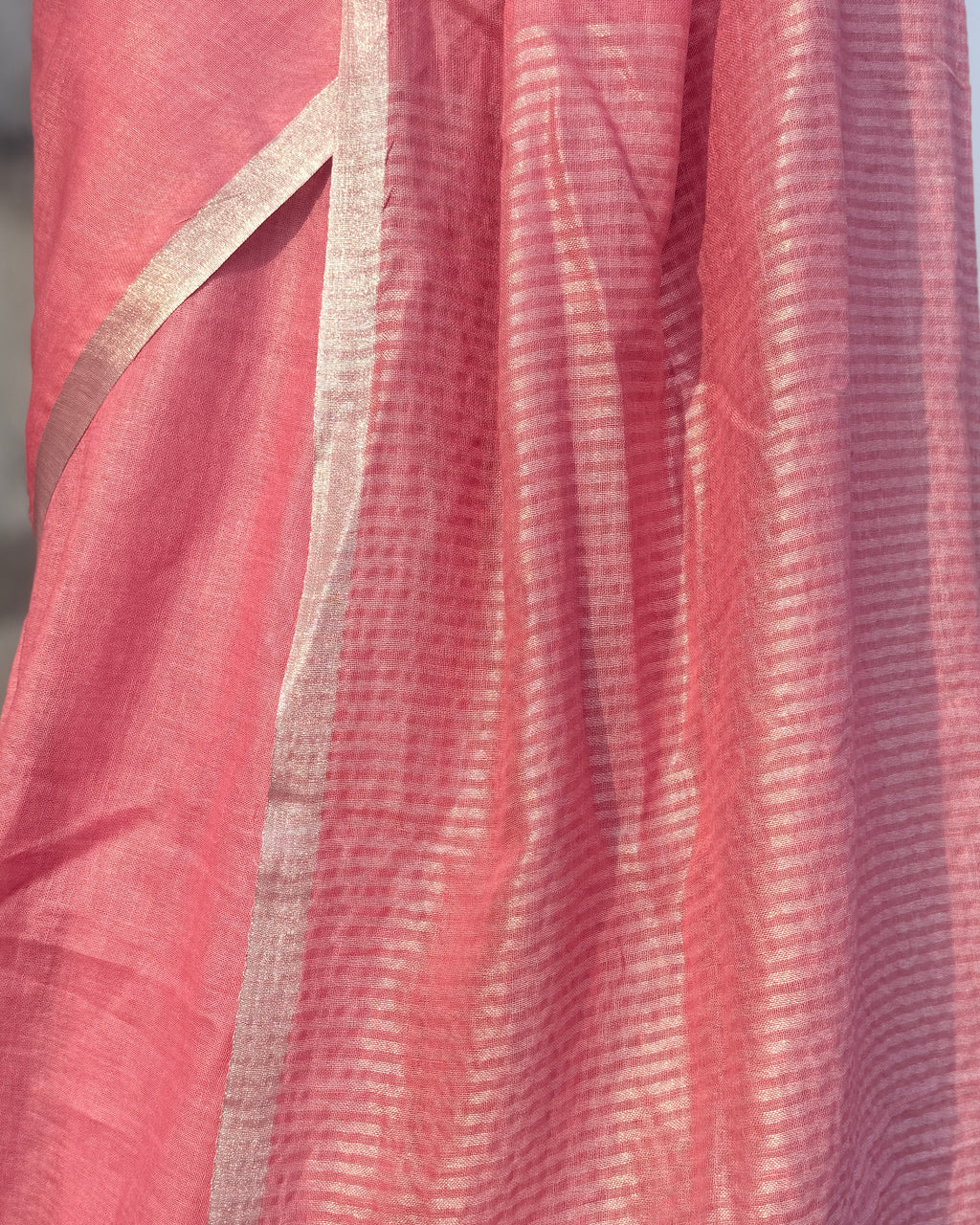 Rimjhim | Pink Linen Saree
