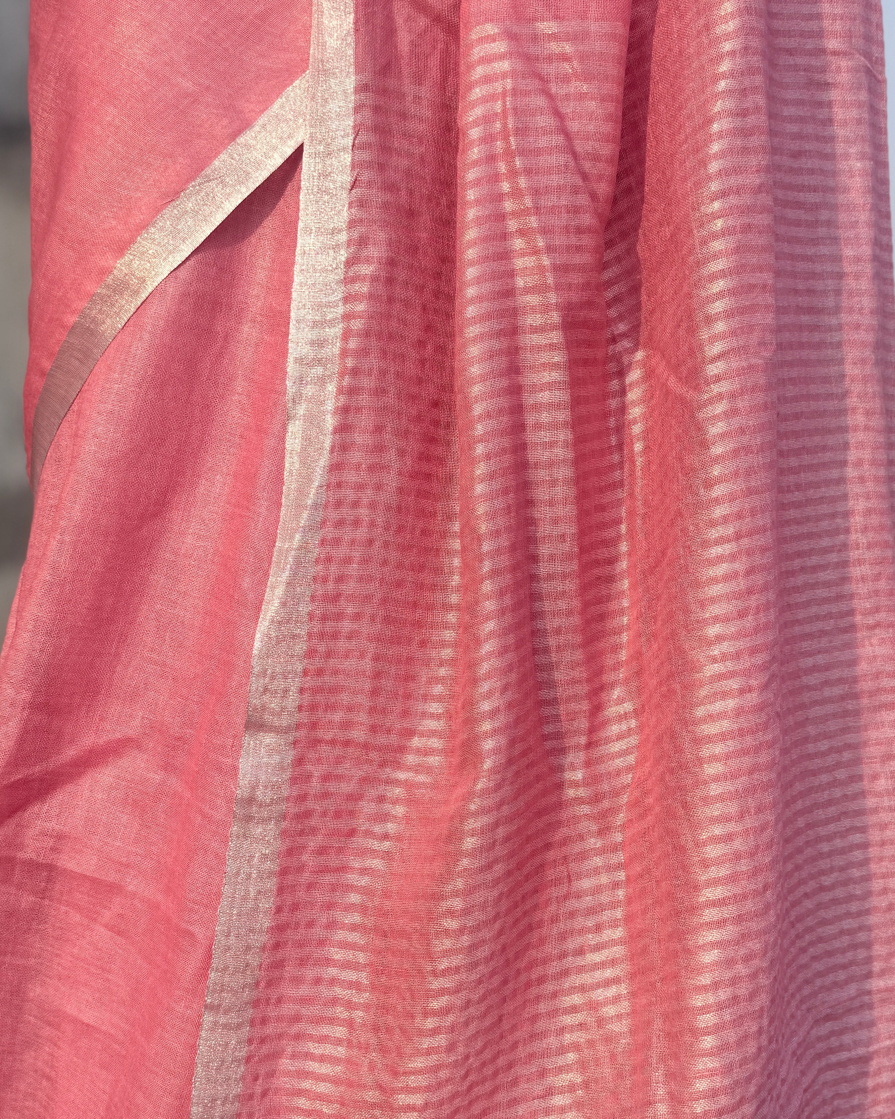 Rimjhim | Pink Linen Saree