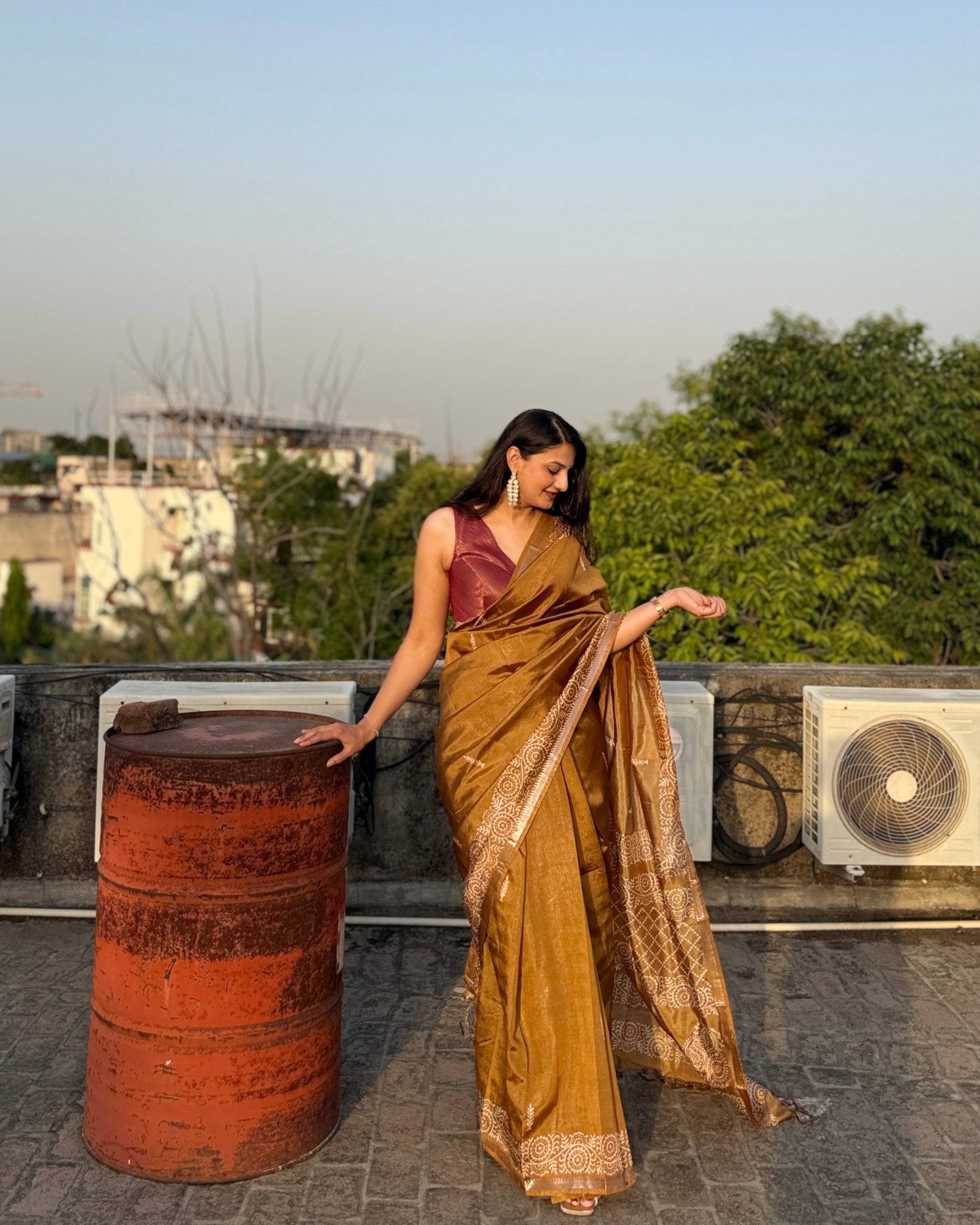 Ruhi | Mustard Banana Silk Saree