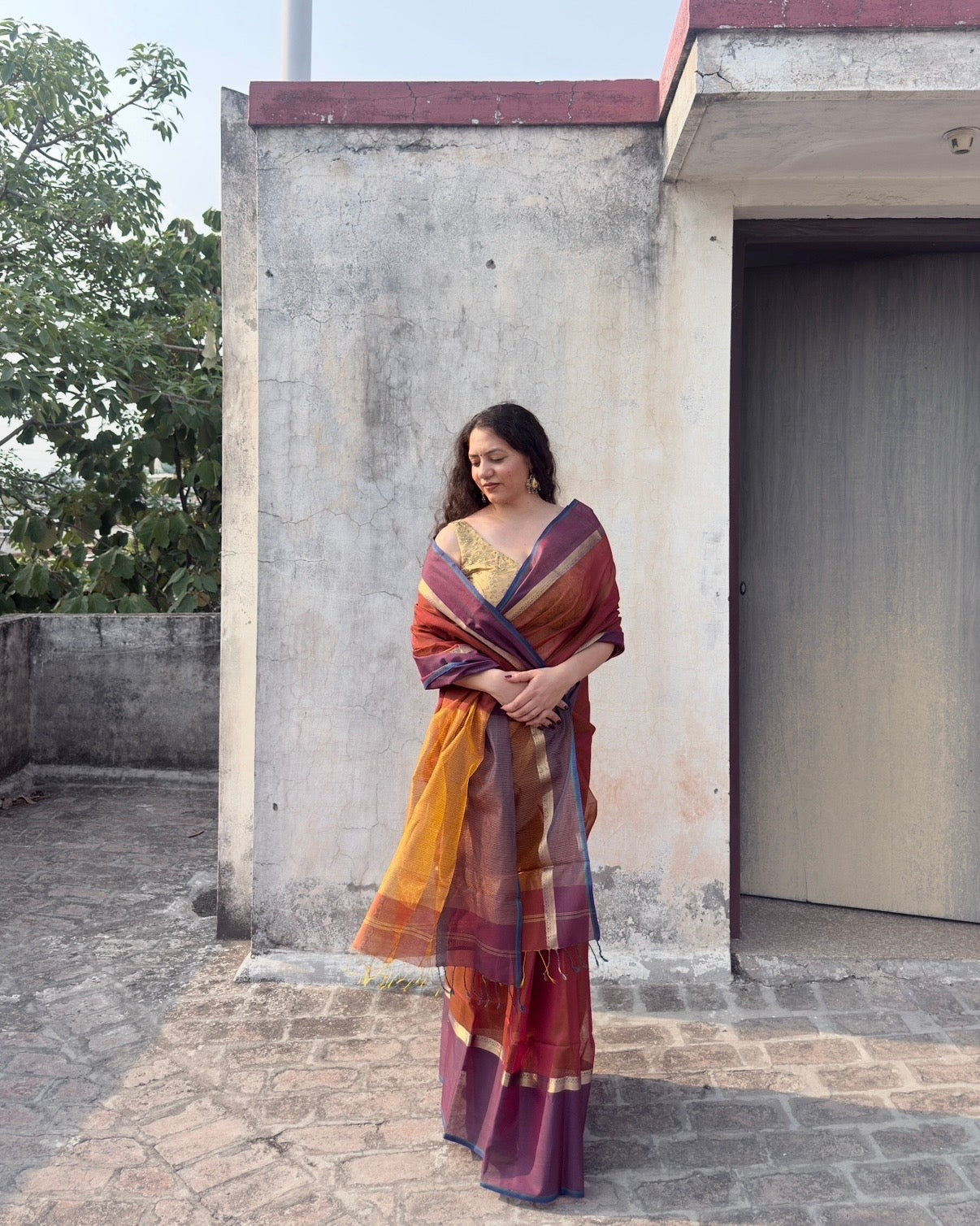 Marigold | Orange Maheshwari Saree