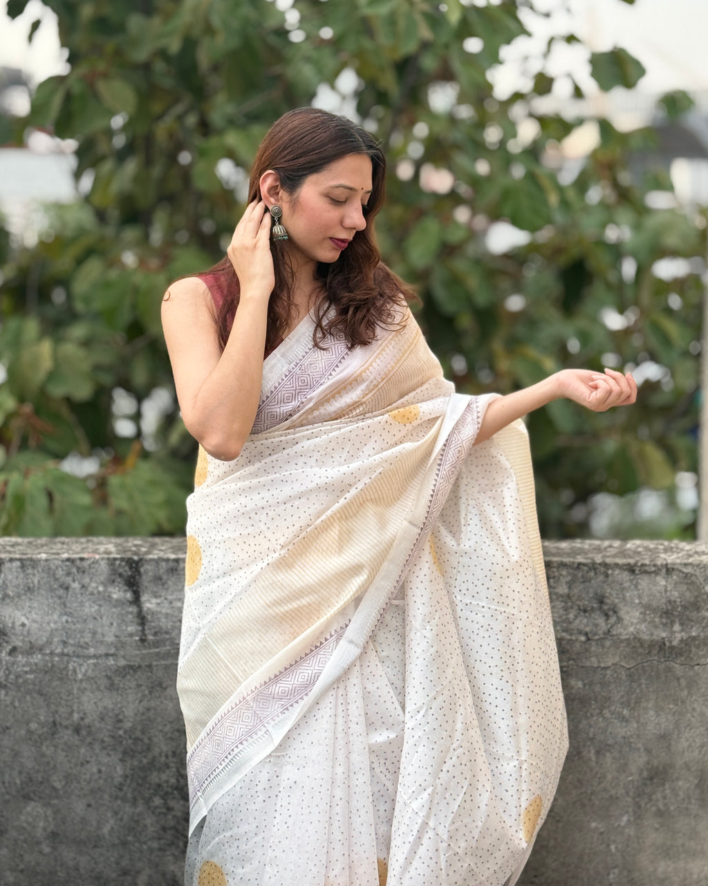 Champa | White Banana Silk Saree