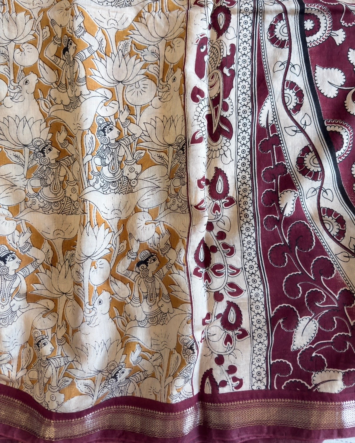 Seher | Ivory and Maroon Modal Saree