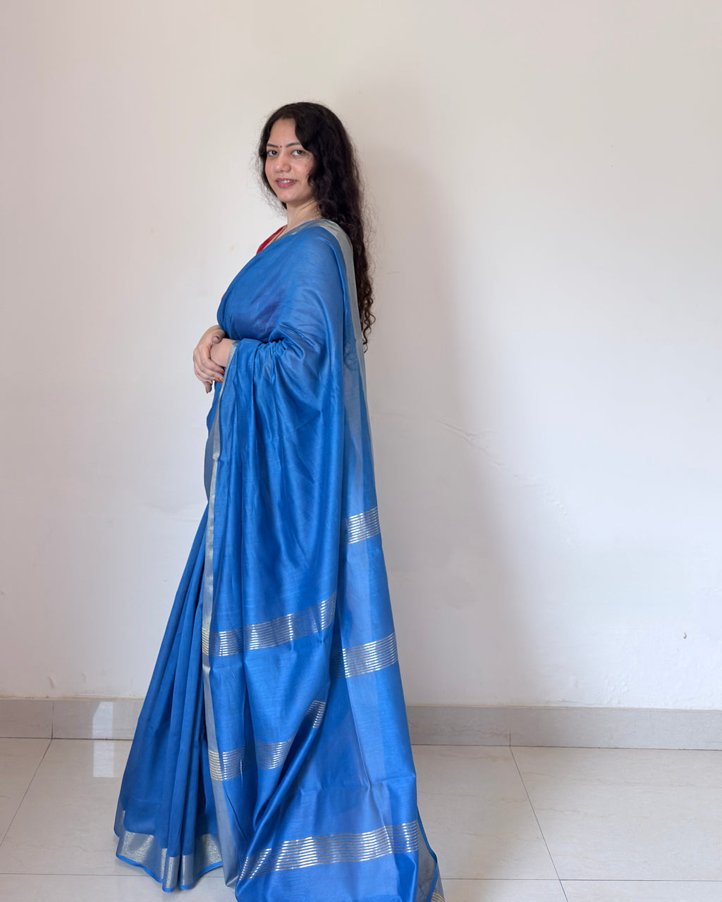 Merry | Blue Silk Cotton Saree