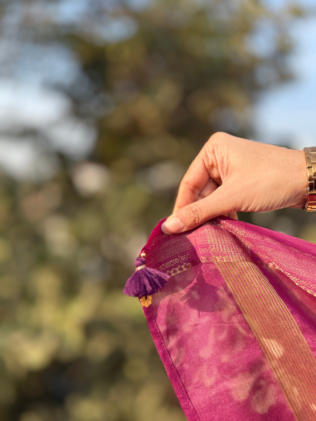 Nazaara | Purple Cotton Silk Saree