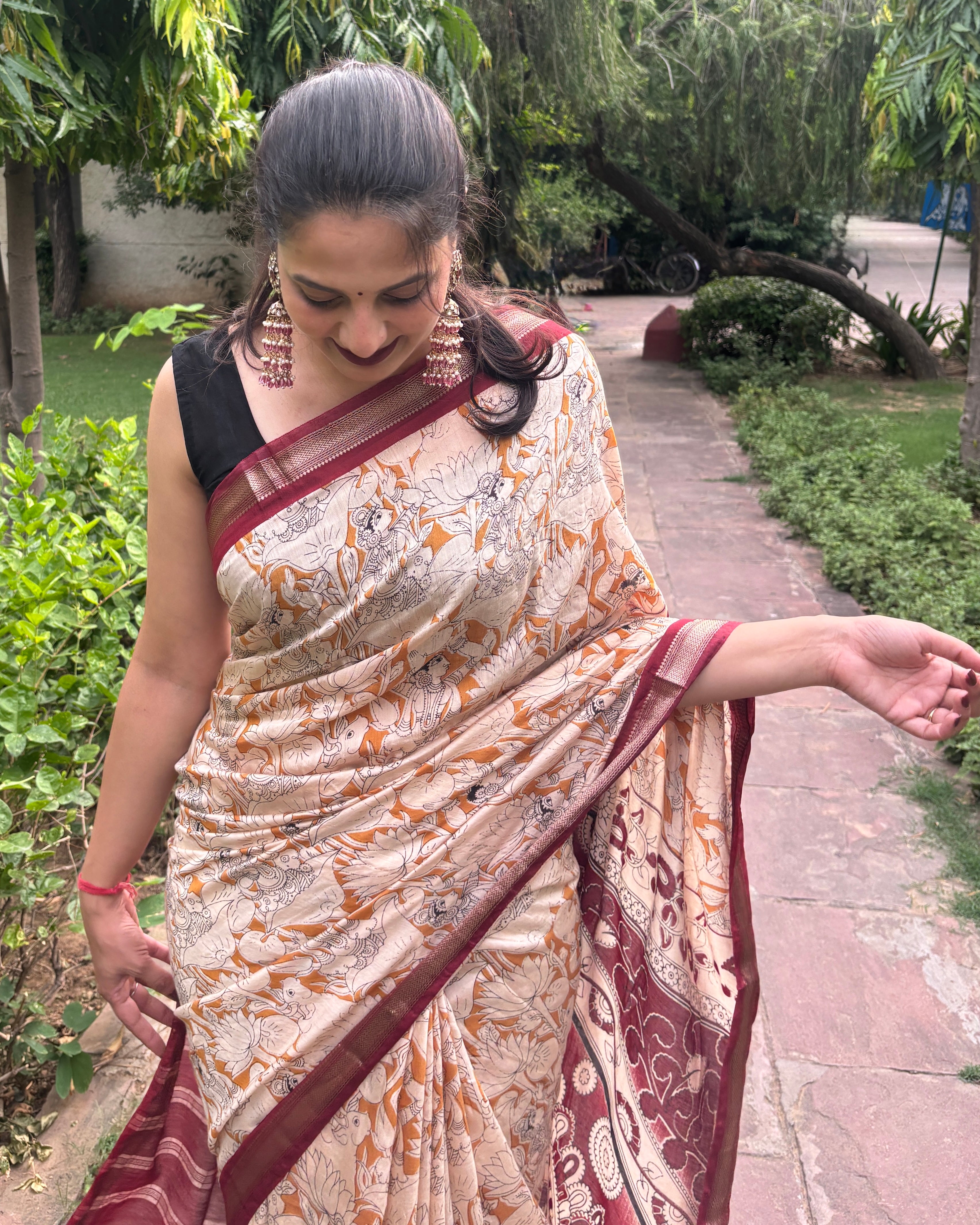 Seher | Ivory and Maroon Modal Saree
