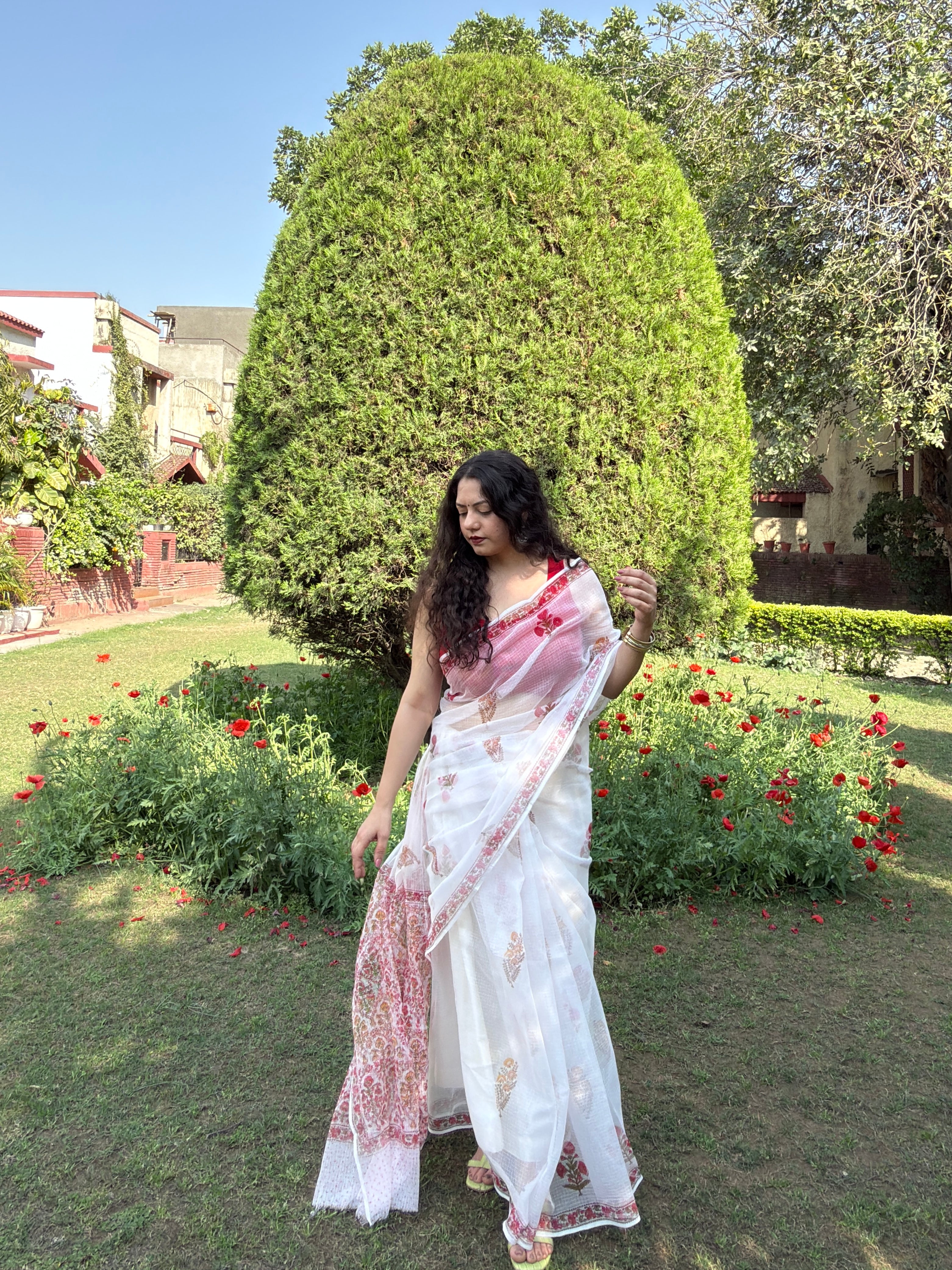 Baagh | Printed Kota Doria Saree