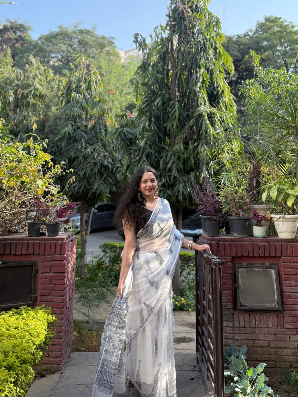 Syaahi | Printed Kota Doria Saree