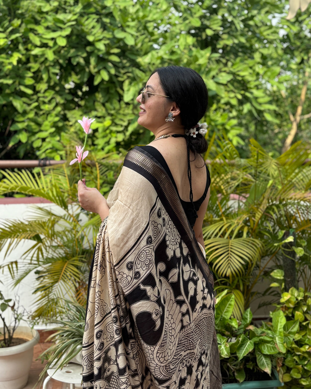 Leheriya | Ivory Modal Saree