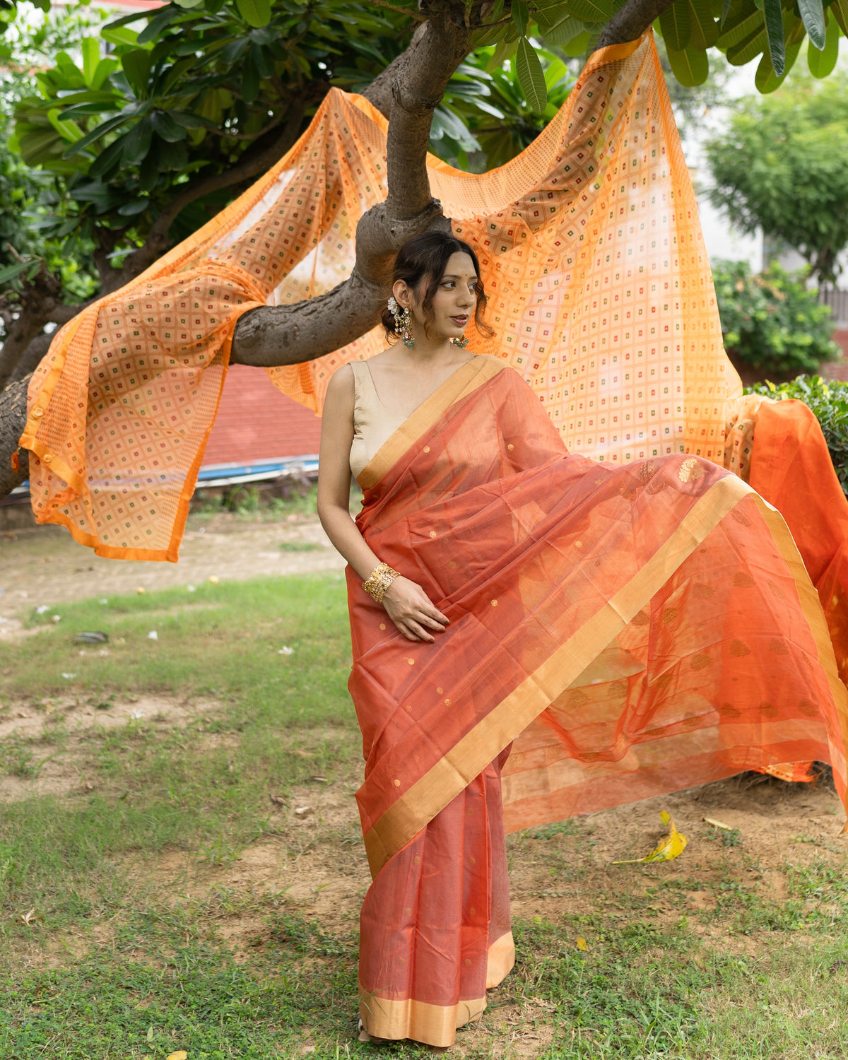Narangi | Orange Chanderi Saree
