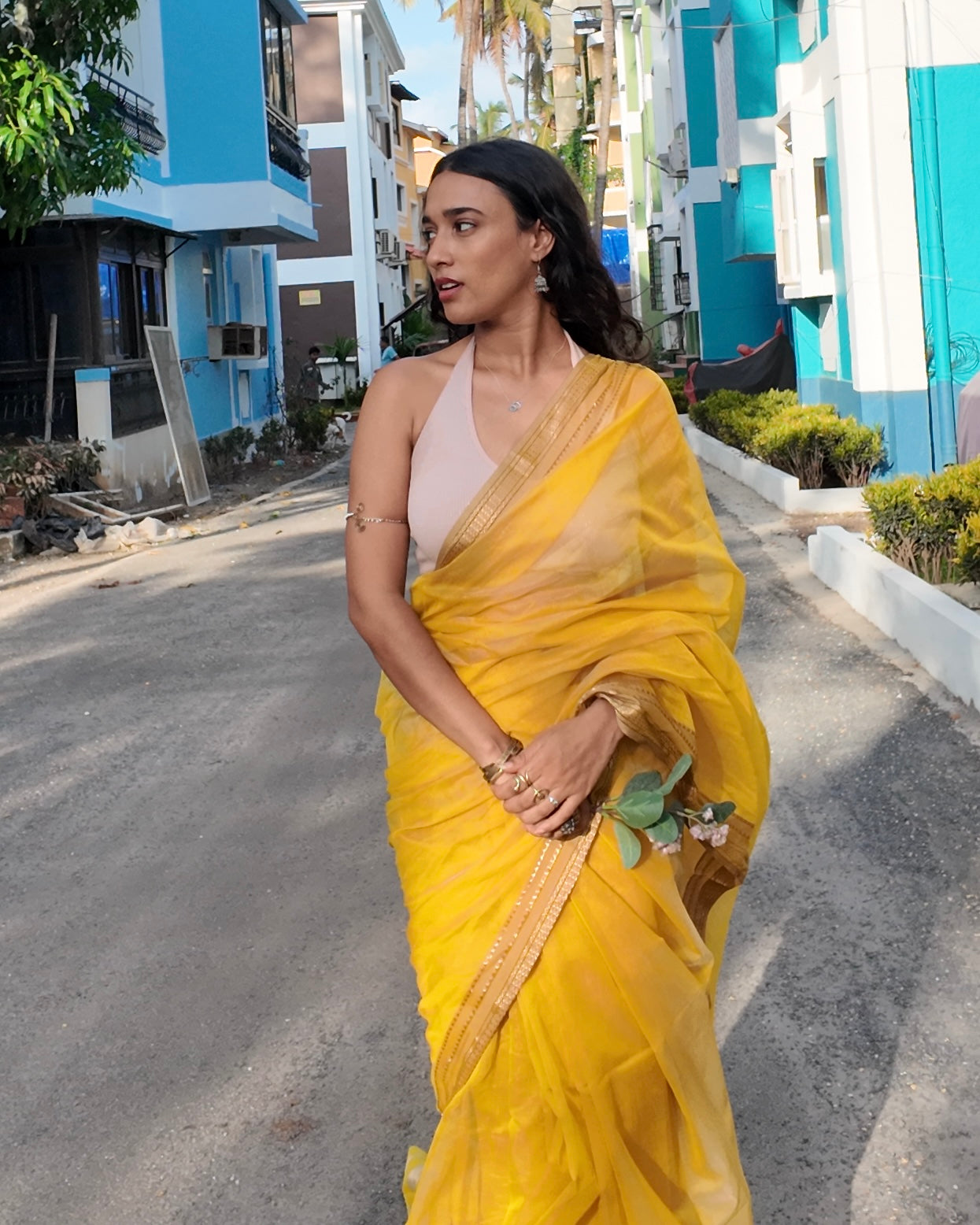 Nimbu | Yellow Maheshwari Saree