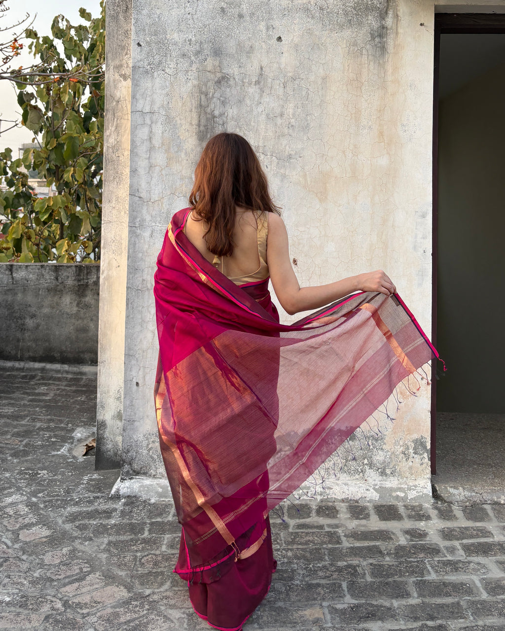 Gulab | Magenta Maheshwari Saree