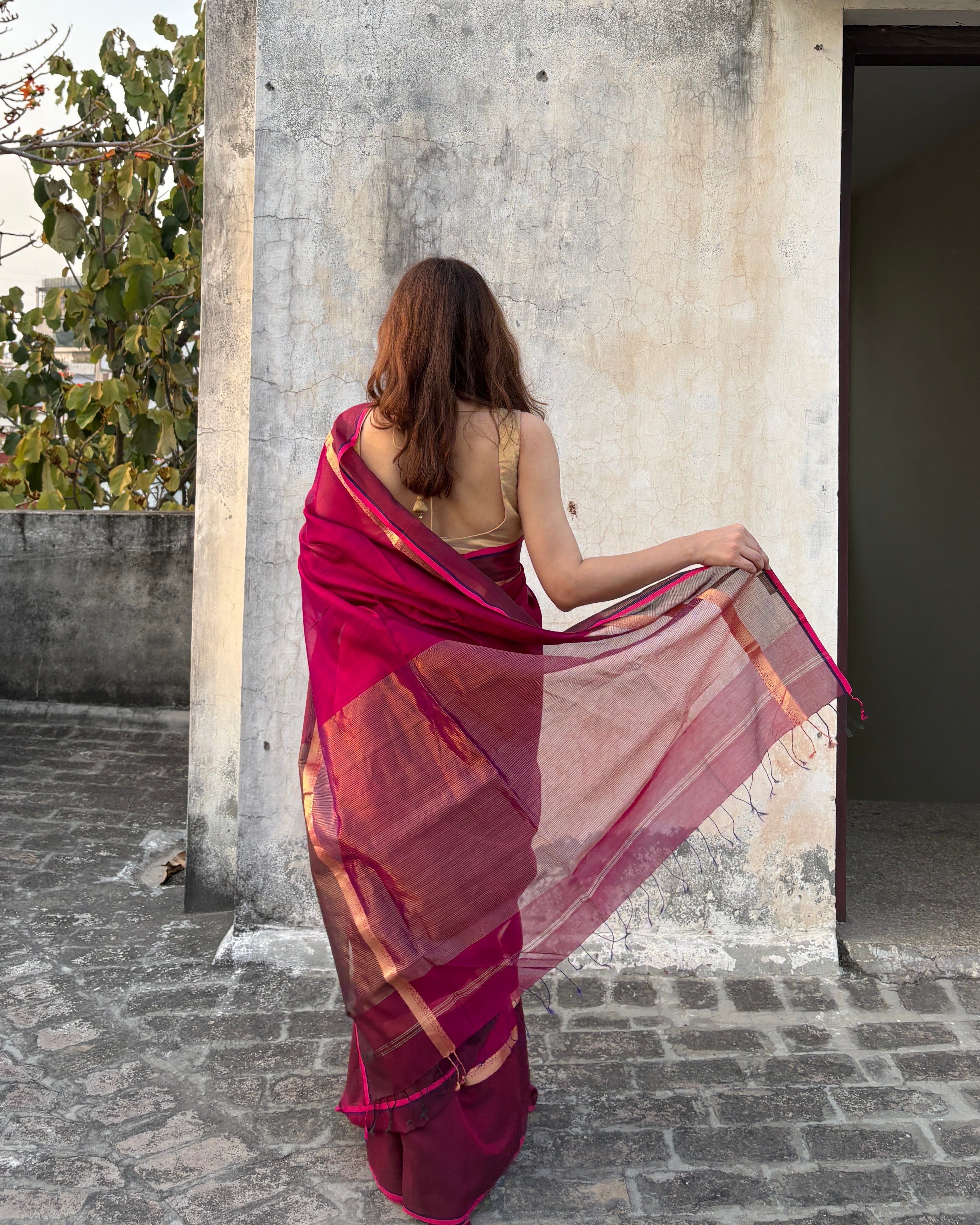 Gulab | Magenta Maheshwari Saree