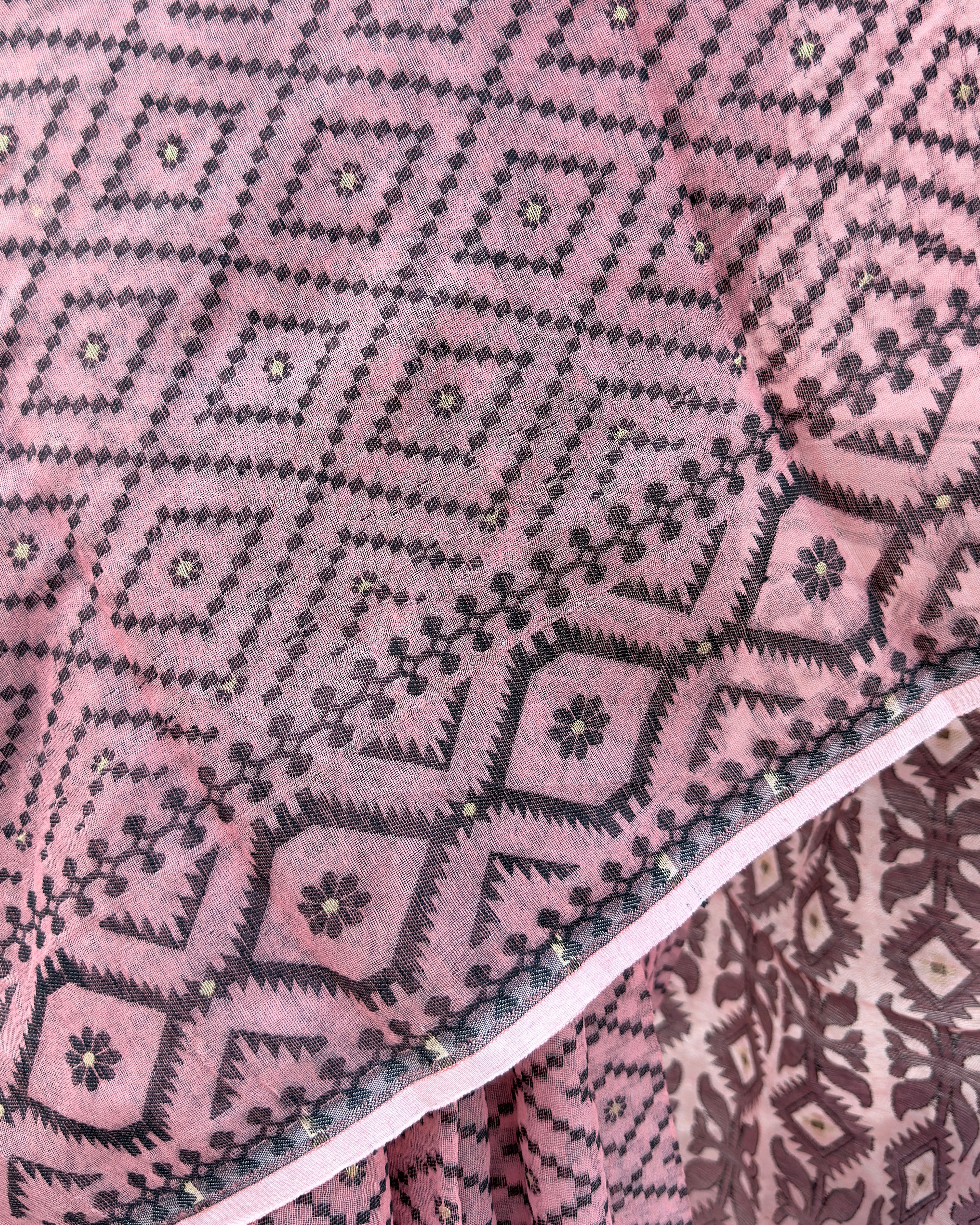 Itr | Rose Pink Jamdani Saree
