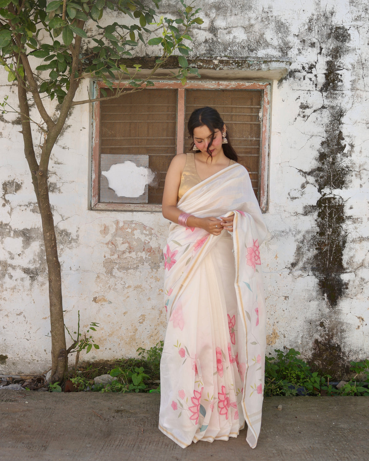 Dahlia | Maheshwari Handpainted Saree
