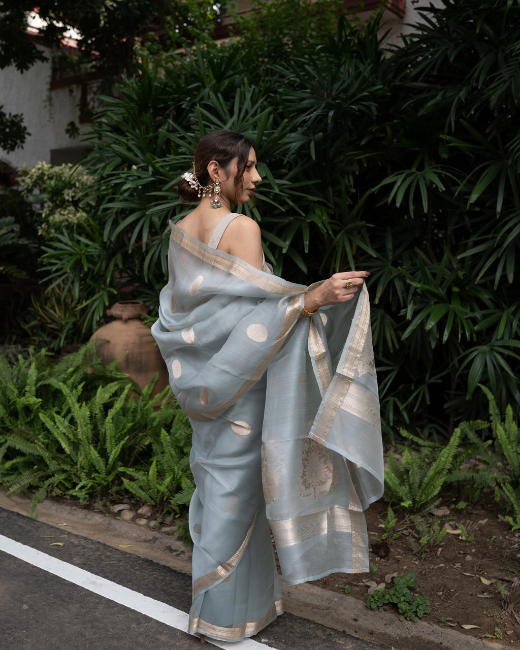 Naina | Blue Handloom Banarasi Kora Silk Saree