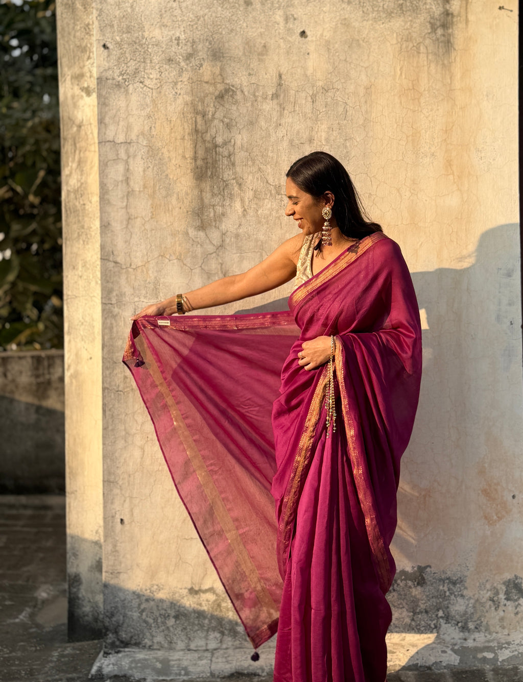 Purple Cotton Silk Saree
