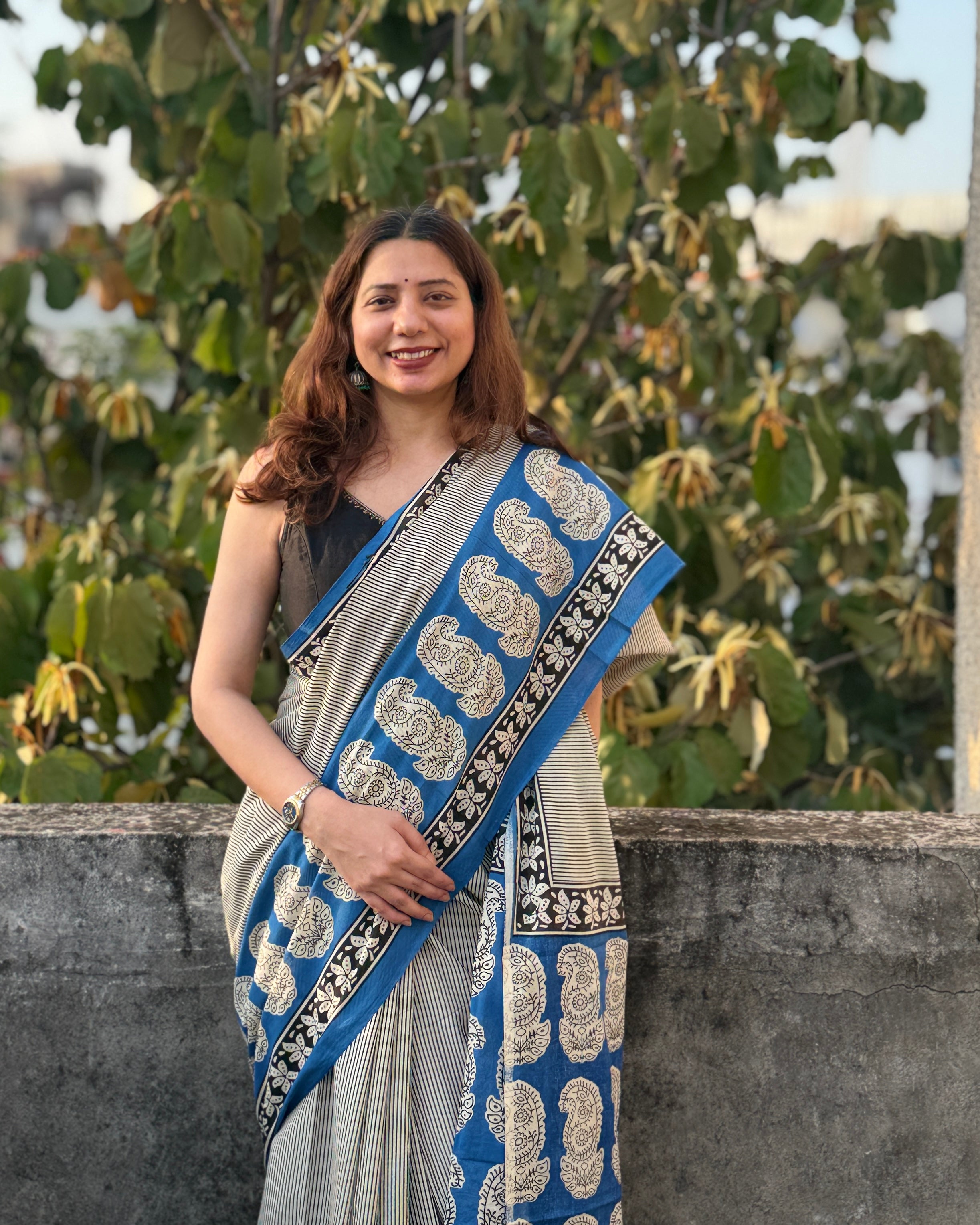 Nilambari | Hand-blocked Cotton Saree