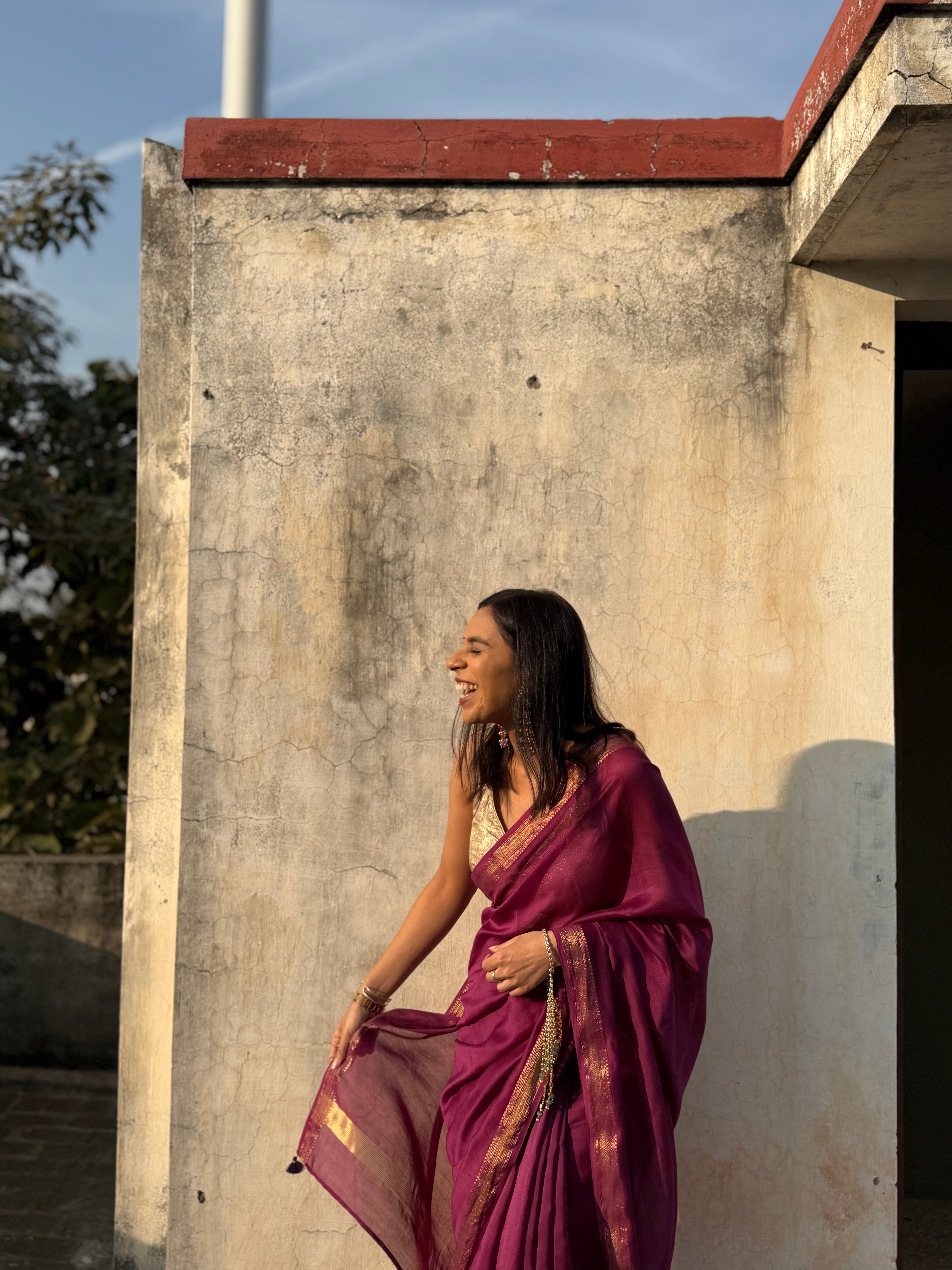 Nazaara | Purple Cotton Silk Saree
