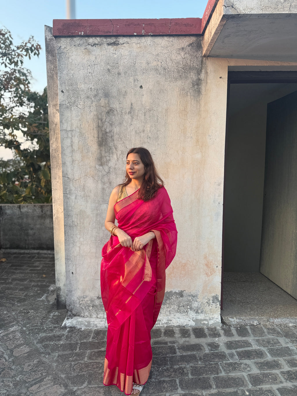 Raani | Magenta Maheshwari Saree