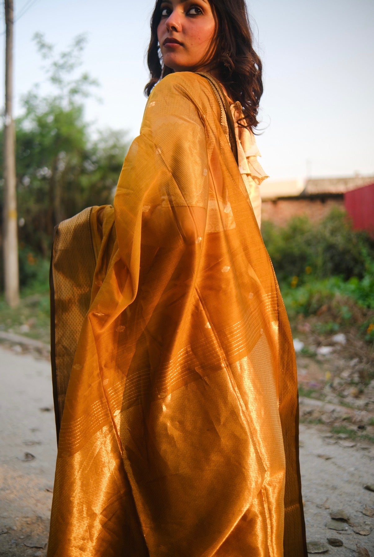 Surajmukhi | Mustard Gold Maheshwari Saree