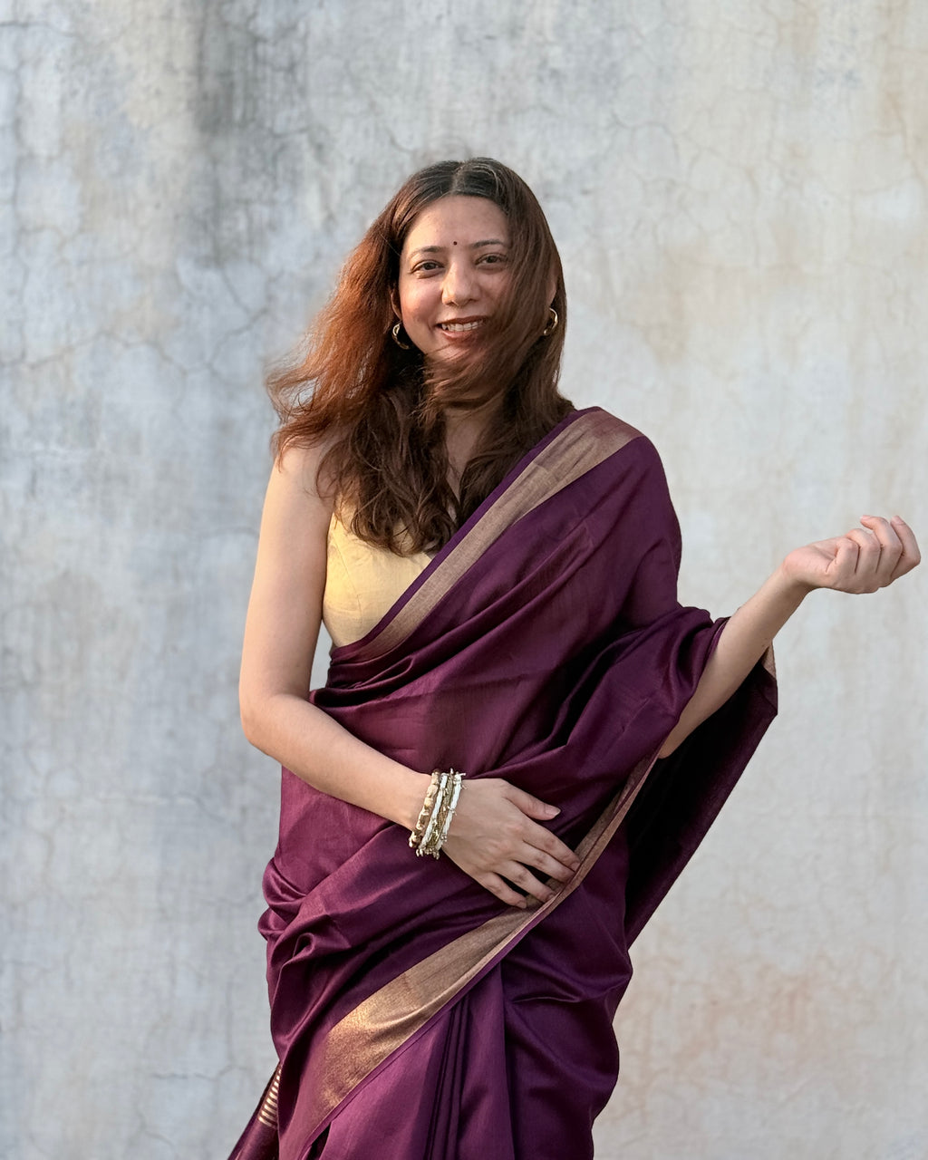 Cherry | Purple Cotton Silk Saree