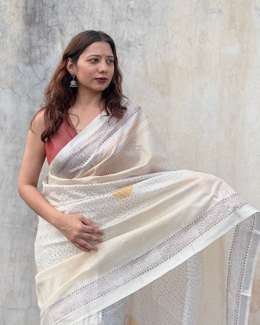 Champa | White Banana Silk Saree