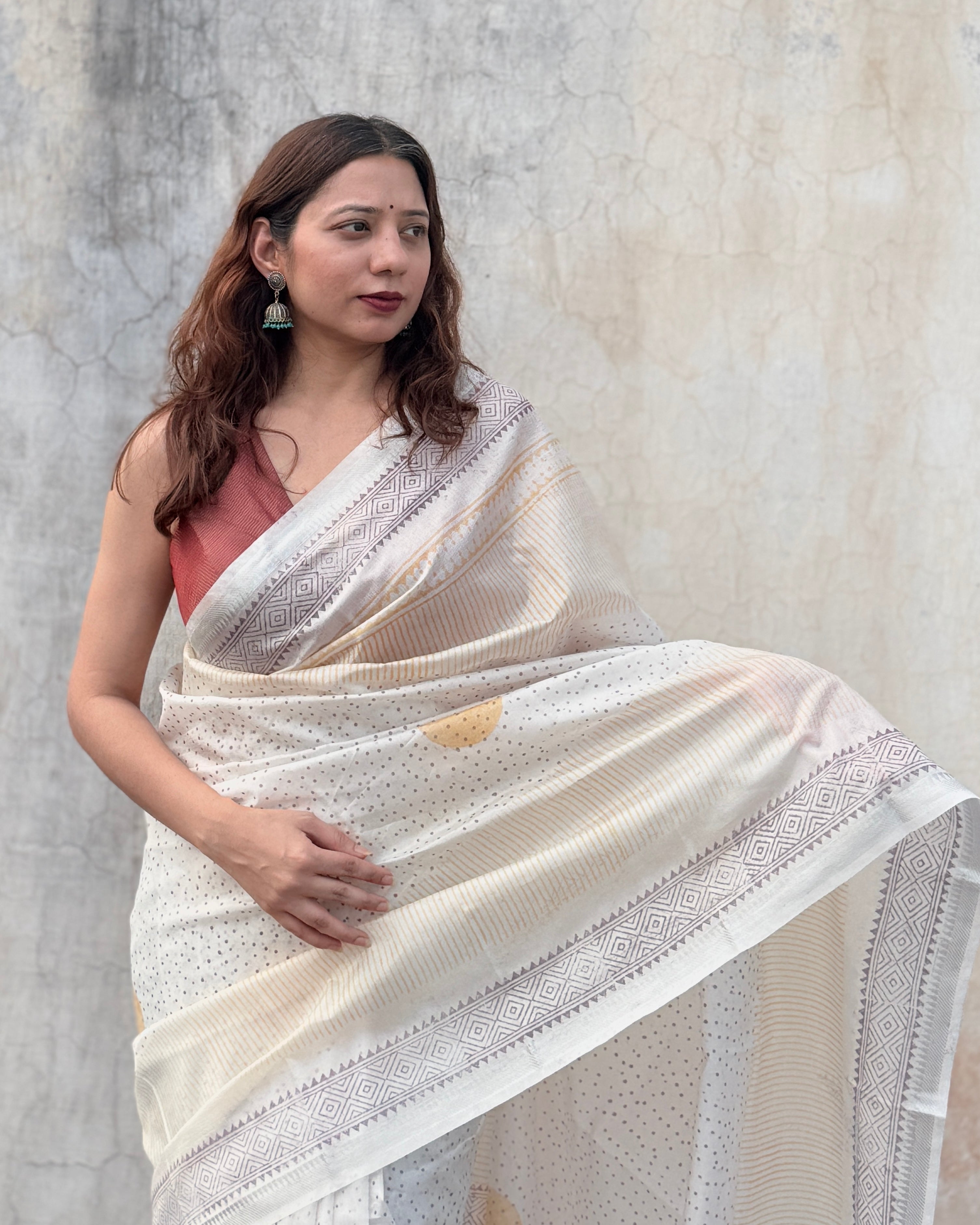 Champa | White Banana Silk Saree
