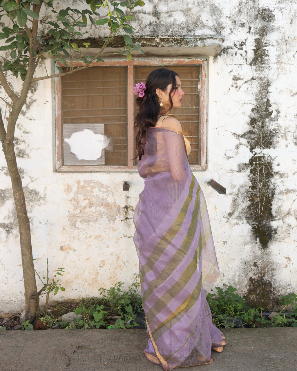 Rumi | Lavender Maheshwari Checks Saree